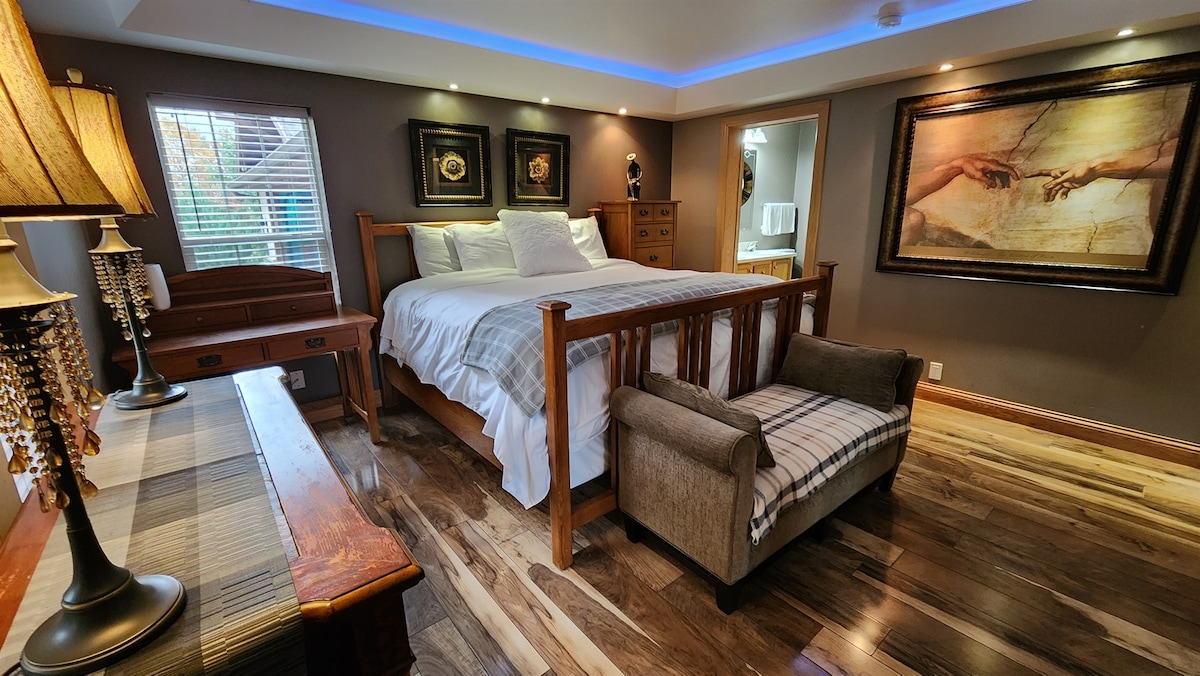 Master Bedroom with Vaulted Ceiling & LED Lighting