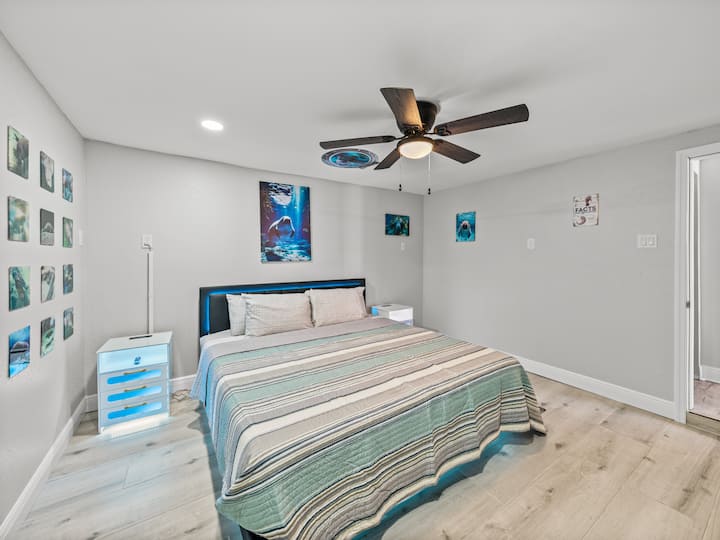 Downstairs Bedroom 2 with King Bed, Smart TV, and Fun Manatee Theme!