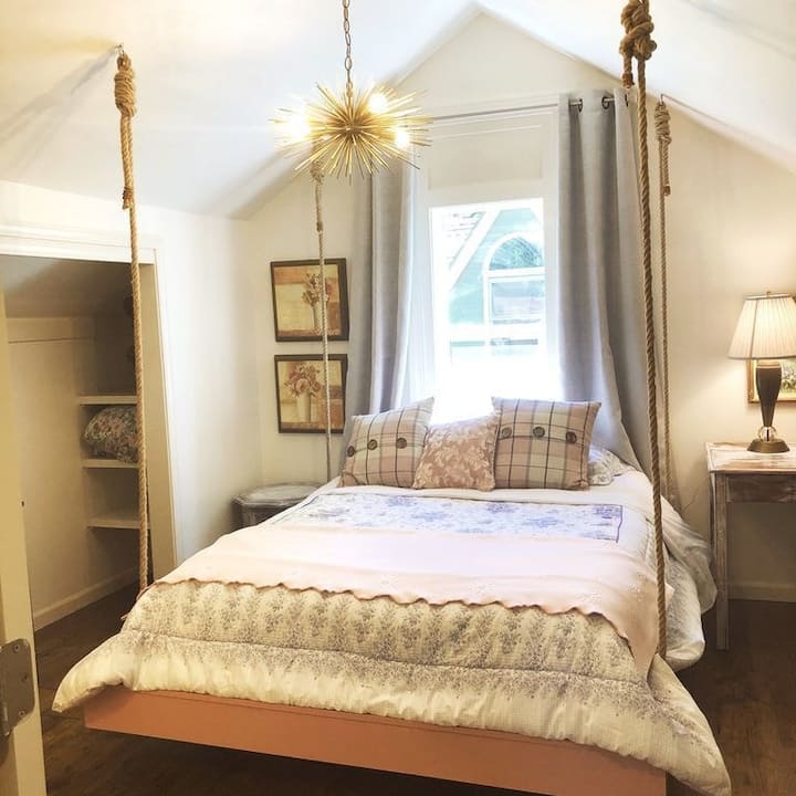 The kids and grown ups will enjoy the swinging bed! A must see!