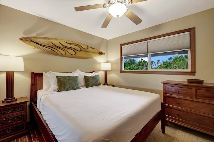 Comfort meets function—comfy bed, new blackout shades, and room to unpack.