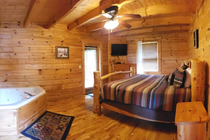 Master Suite with King bed and Jacuzzi Tub with door to the private back patio. 
