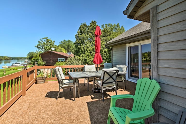 Family Home w/ Deck, Yard, Dock on Rock River
