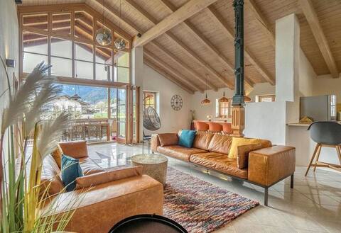 Chalet apartment wide view with wellness area