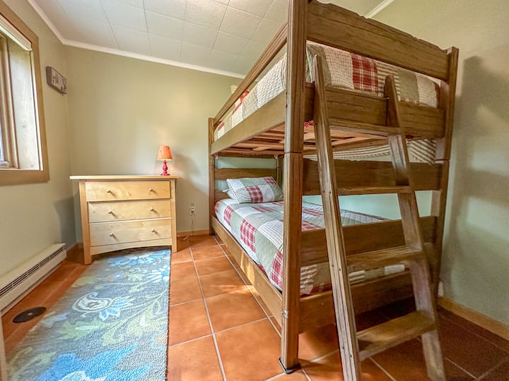 The fifth bedroom, also on the lower level, also has twin over twin bunk beds.