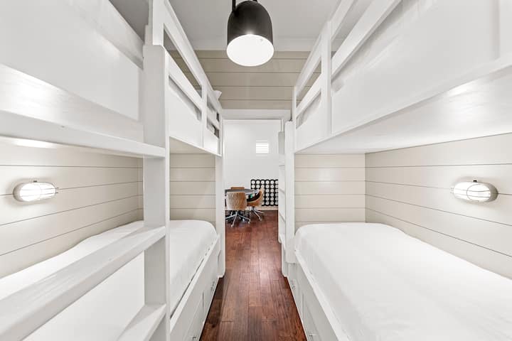 Third Floor Bunk Room with 2 Twin Built-In Bunk Beds and En-suite Bathroom