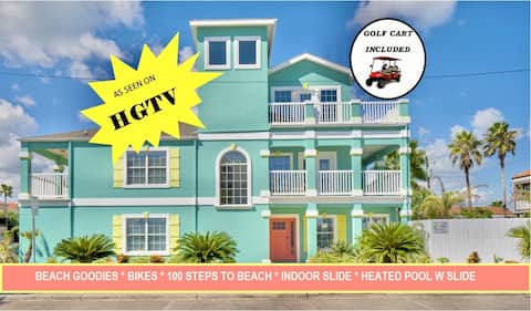 100 Steps to water, 2 slides, heated pool & spa