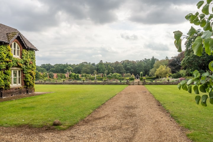 Walkway down to formal garden
