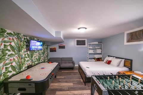 Families, Pets, Coffee, Arcade, Foosball, Fire pit