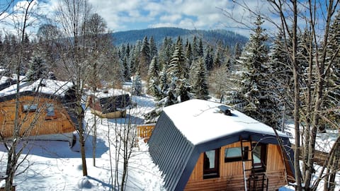 Unusual and cocooning, skis on your feet