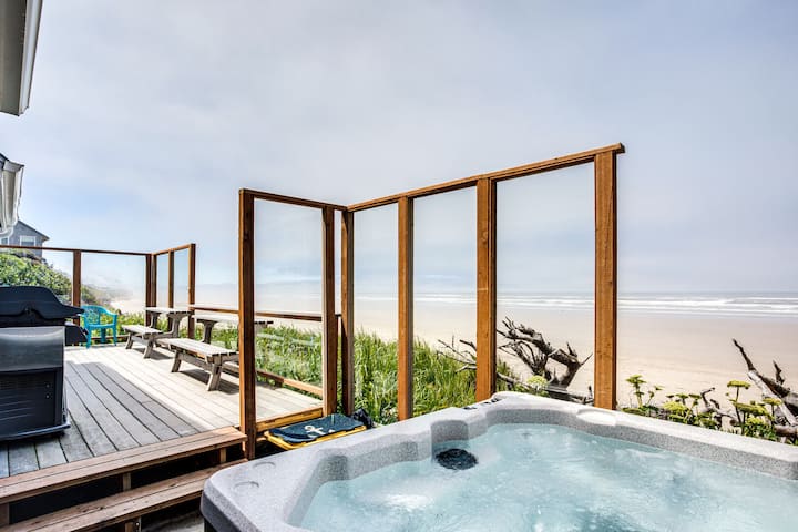 Ocean Front! Hot Tub! Dogs Ok ~ Tidal Destination - 亞查茨