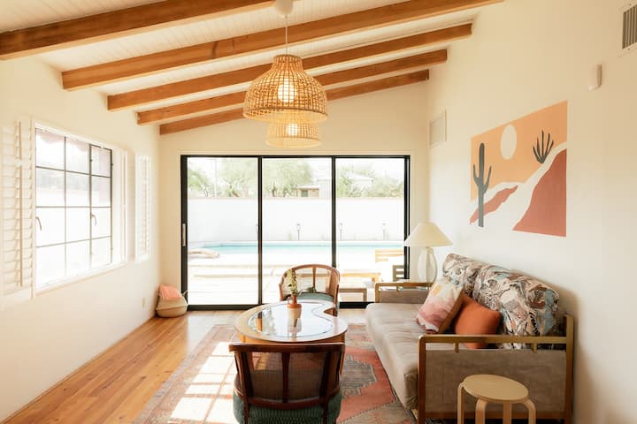 Entry room with queen sleeper and direct access to pool.