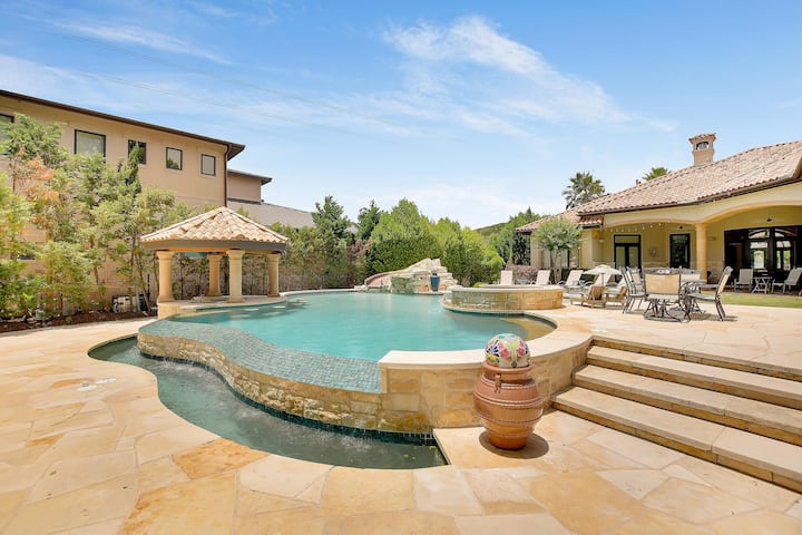 Above Hacienda | Waterfront I Pool & Spa With Slide I Pickleball I Playscape - Austin, TX
