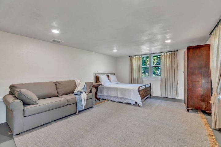 Bedroom includes queen size bed and pull out queen couch!