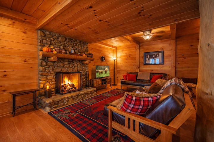 barn lower level fireplace