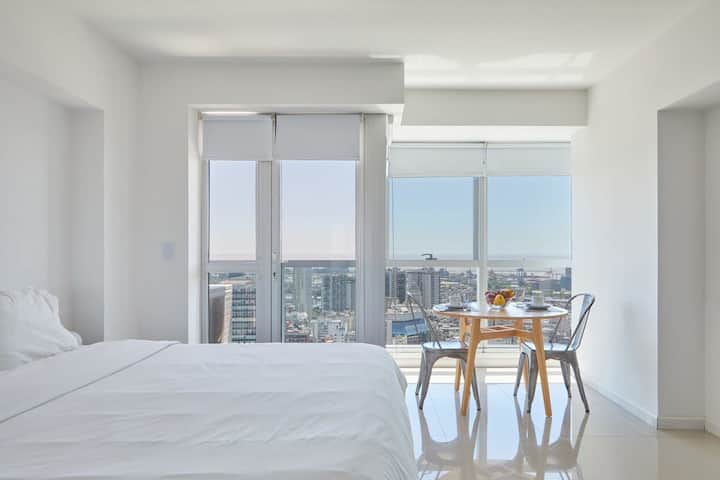 Estúdio mobiliado com piscina e academia em Retiro