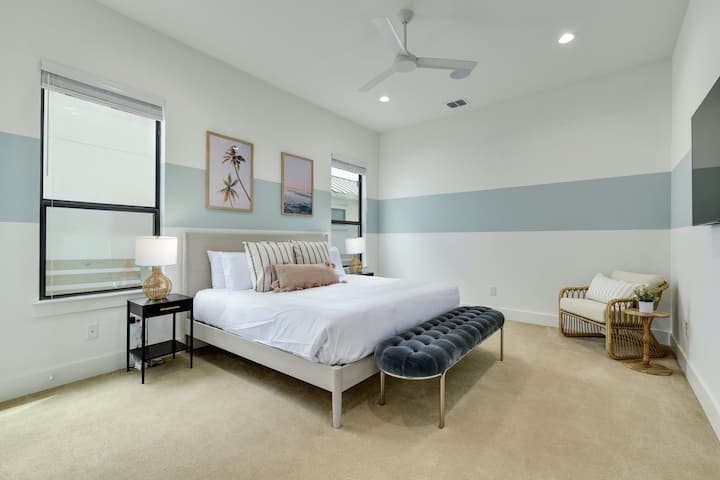 Bedroom 1, main level- The Master Bedroom is the on the first level and features a King size bed and ensuite bathroom