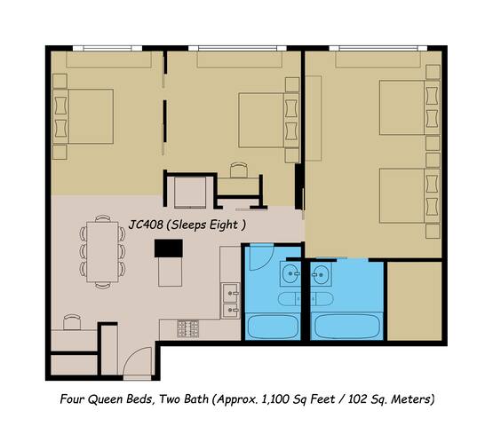 LVStripHouse JC408 – Modern 2BD/2BA Condo Sleeps 8 gallery image 3