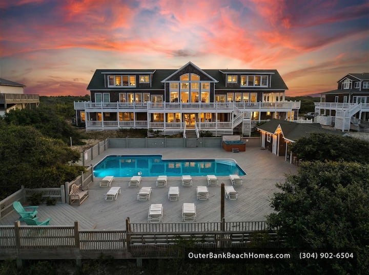 Oceanfront 18br | Pool, Elevator | Sleeps 40 - Carova Beach, NC