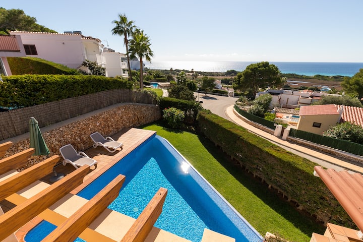 Villa Panorama Familiar Con Vistas Al Mar, Wi-fi, Balcón, Jardín, Terrazas Y Piscina - Menorca