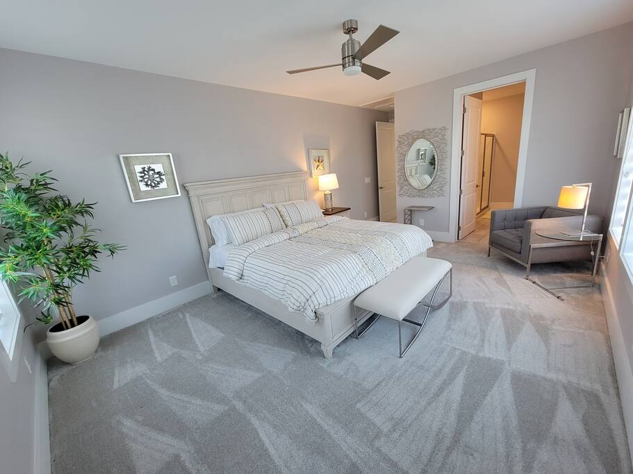 King suite #1 bedroom with private bath and TV.