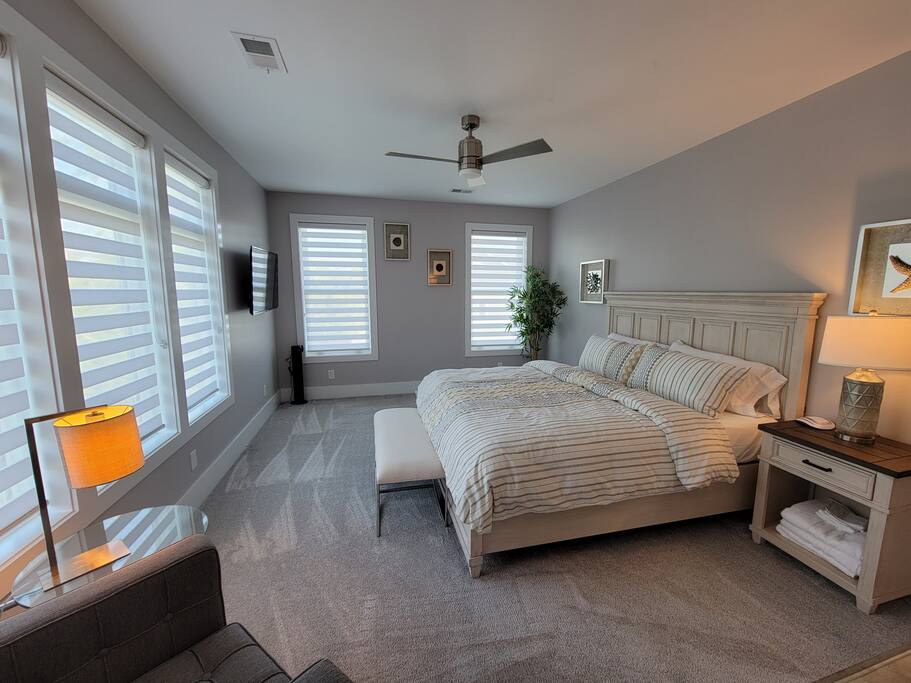 King suite #1 bedroom with private bath and TV.