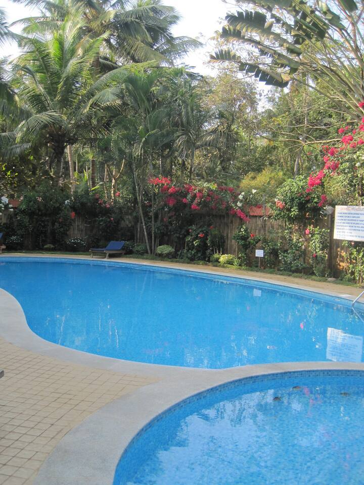 Swimming pool for grown ups and small one for kids