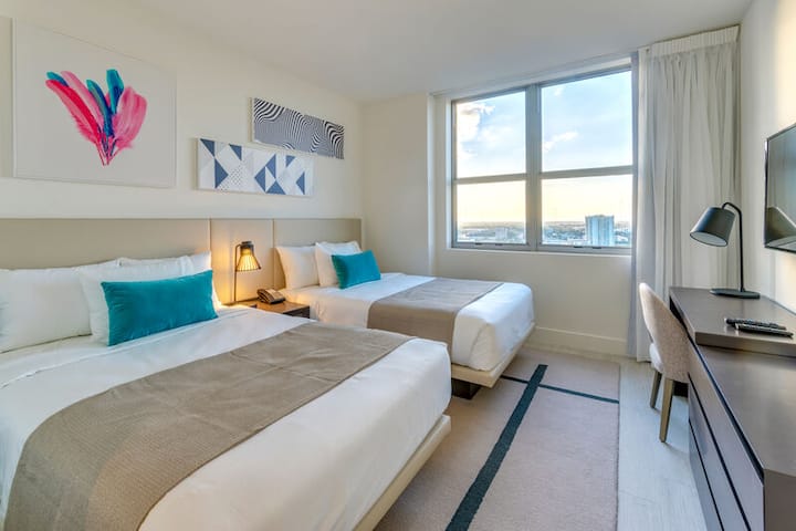 Our amazing second bedroom, comes with two full size-beds.
