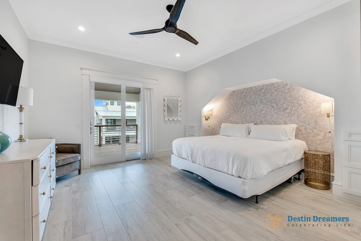 غرفة نوم بسرير كينج في الطابق الثالث - حمام داخلي - إمكانية الوصول إلى الشرفة