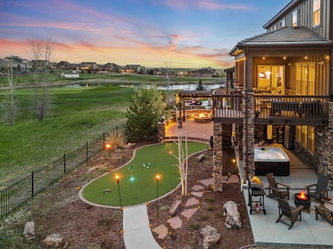 Golf Course Lake Front View Hot-Tub Firepit Gazebo