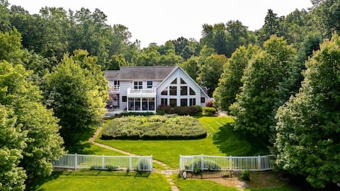 Lakefront A-Frame Estate | Private Beach | Hot Tub