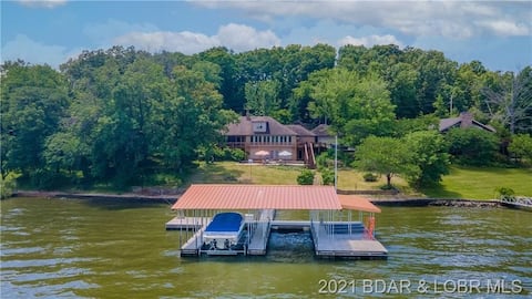 Spacious Lake of the Ozark Home on Main Channel with Large Dock, Hot tub, and Yard