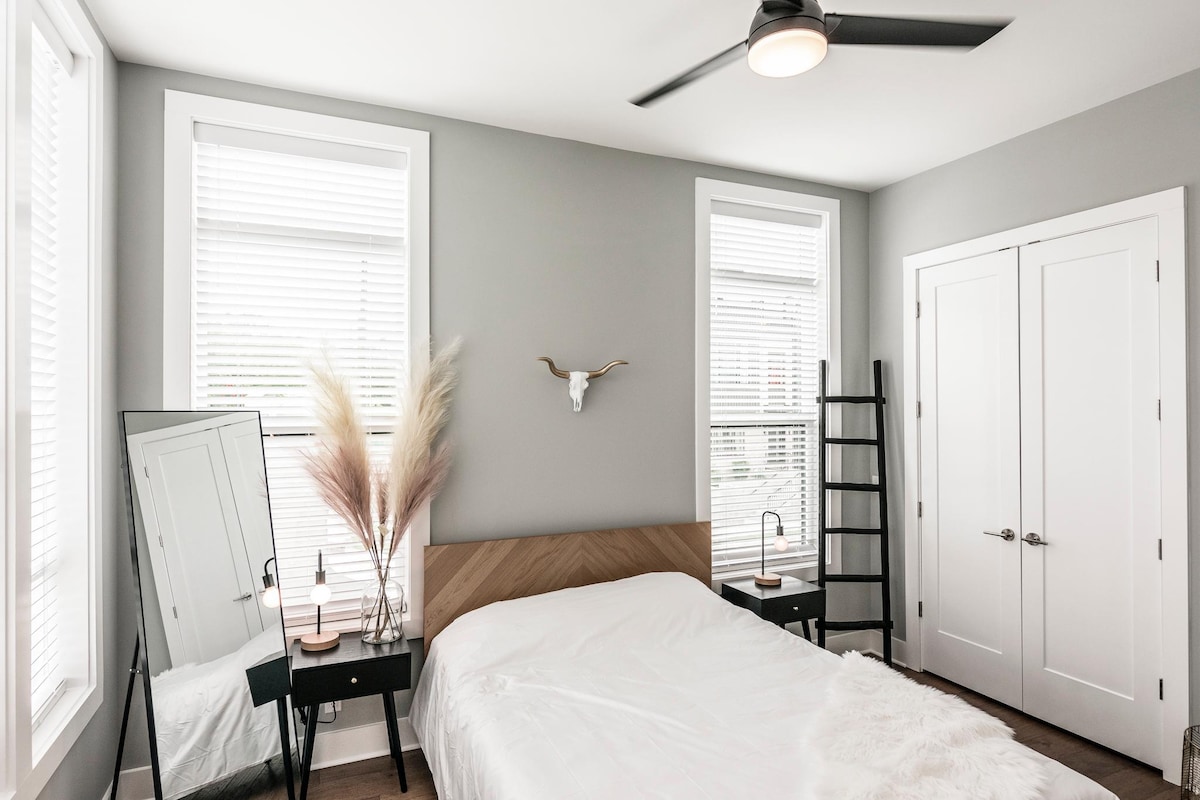 Bright natural lighting and a full length mirror are just a few perks of this room selection.