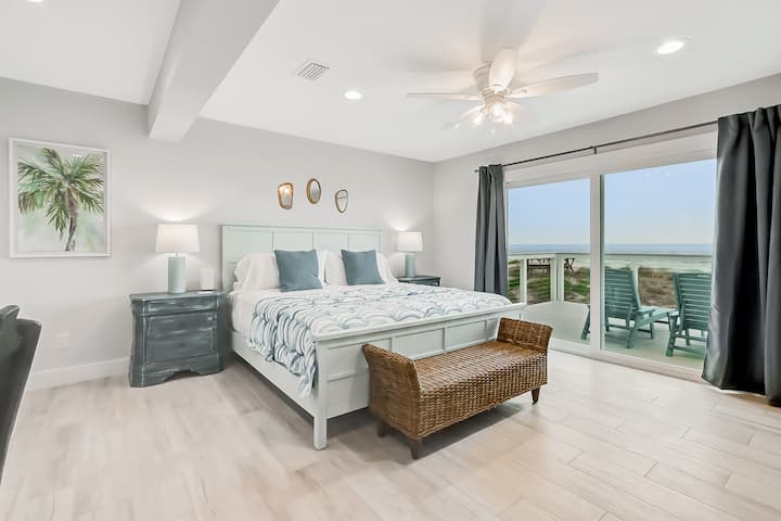 楼上海景主卧室（1号卧室）|带有线电视和流媒体功能 