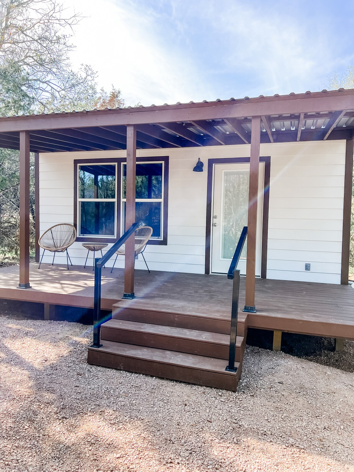 Serenity Cabin  with two twin beds, twin bunks (four twin beds total- top bunk weight limit is 200 lbs), ensuite bath and sleeper sofa (small, for a child)