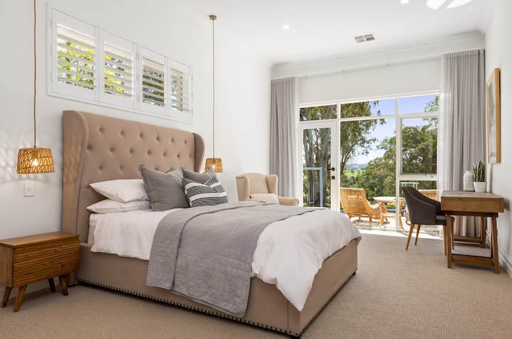 Master bedroom with views of the Mt Lofty Ranges