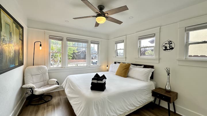 Room 2:  ensuite bathroom, private patio access