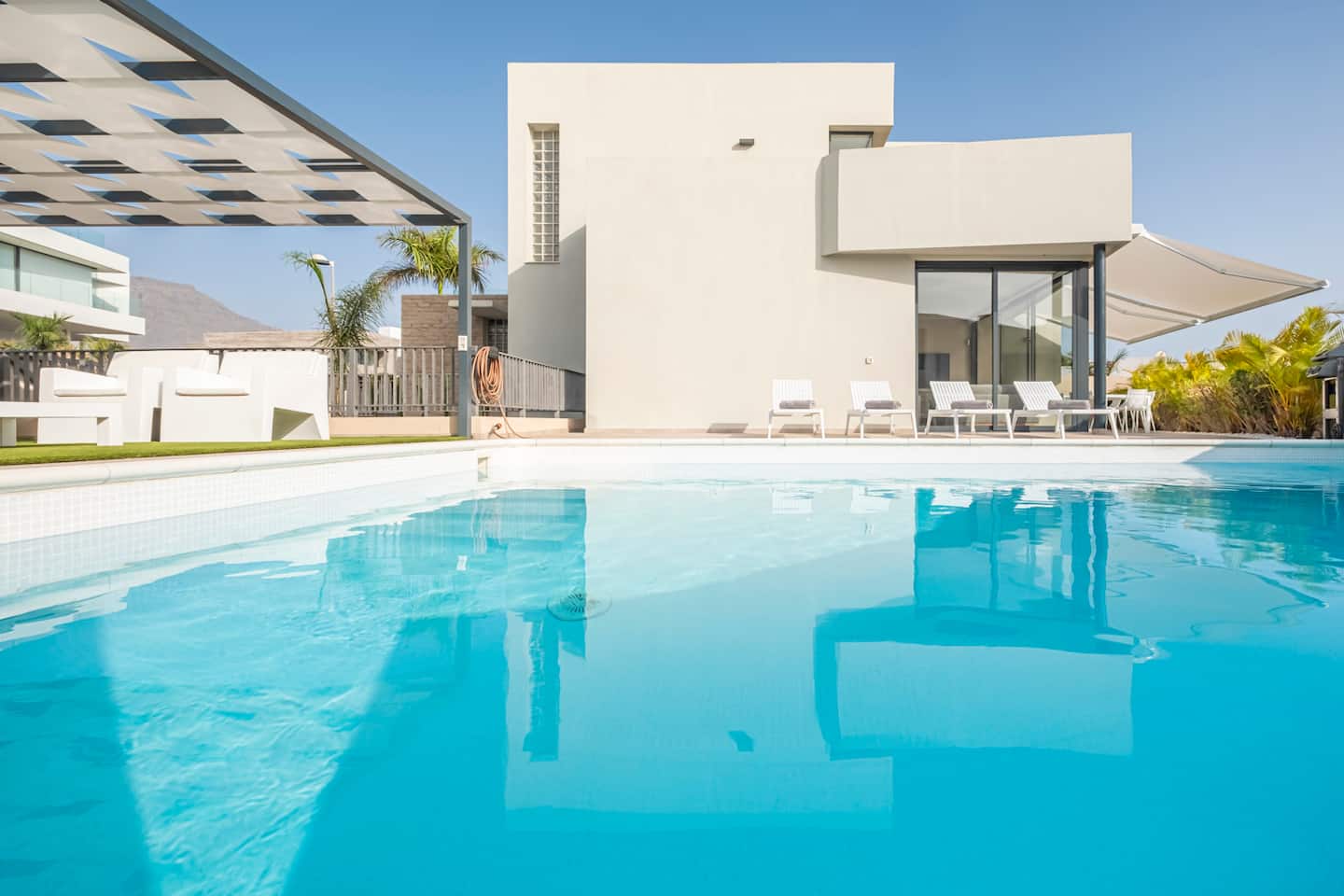 Villa Alisios exterior with private heated pool and terrace in Adeje, Tenerife