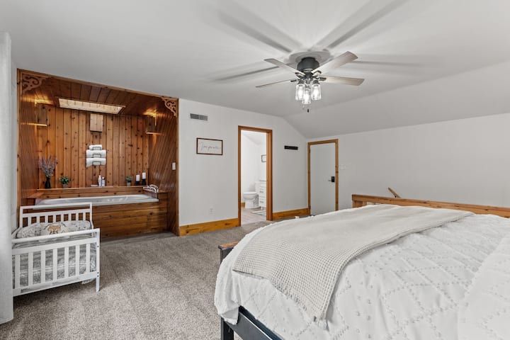 2nd Floor: Master Bedroom with Jacuzzi Tub and Private Bathroom
