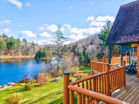 Beautiful Lakefront Log Cabin15 Minutes from Mount