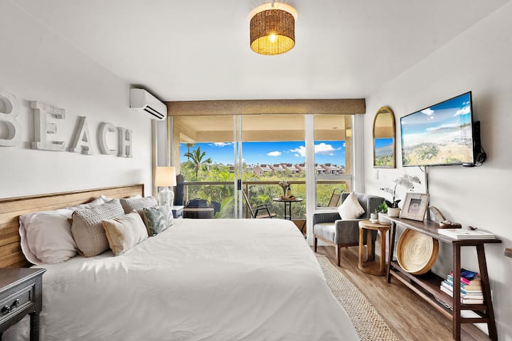 Kitanda cha ukubwa wa kifalme chenye mandhari ya bustani ya kupendeza