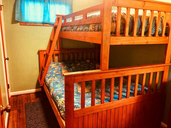 Second Bedroom has a Pyramid Bunk bed (twin over Full) with memory foam toppers for comfort.