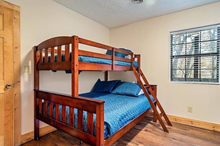 Downstairs twin over full bunk bed for the kids.