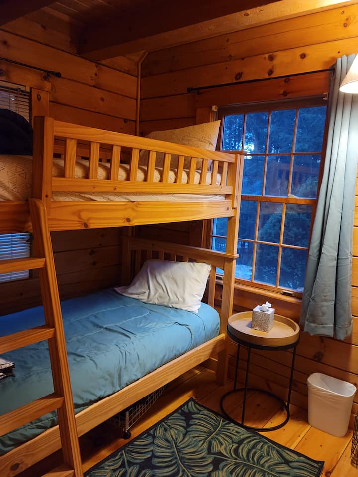 Bunk beds in the downstairs bedroom