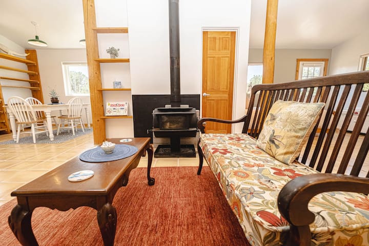 Main House : Wood Burning Stove with Cozy Bench