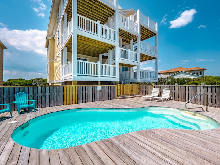 Eagles' Landing | Private Pool + Hot Tub, Views! - Surf City, NC