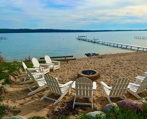 Crystal Lake Hillside with Private Sandy Beach and