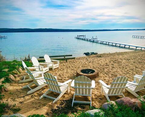 Crystal Lake Hillside with Private Sandy Beach and