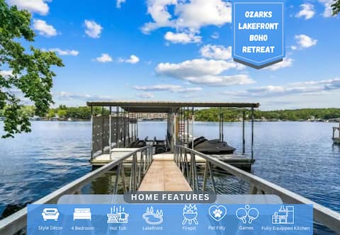 Ozarks Lakefront Boho Retreat!Private Dock|Kayak