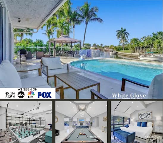 6BR Modern Waterfront Villa| Heated Pool| Gameroom