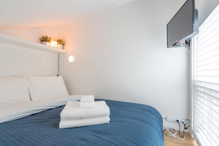 Loft space with double-sized mattress ideal for older children. 